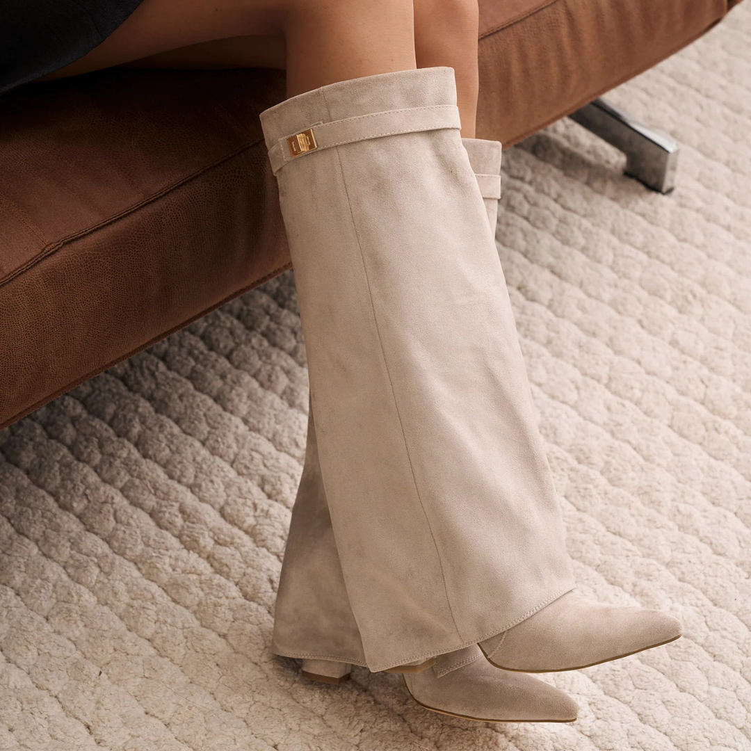Orie | Buckle Pointed-Toe Knee-High Boots