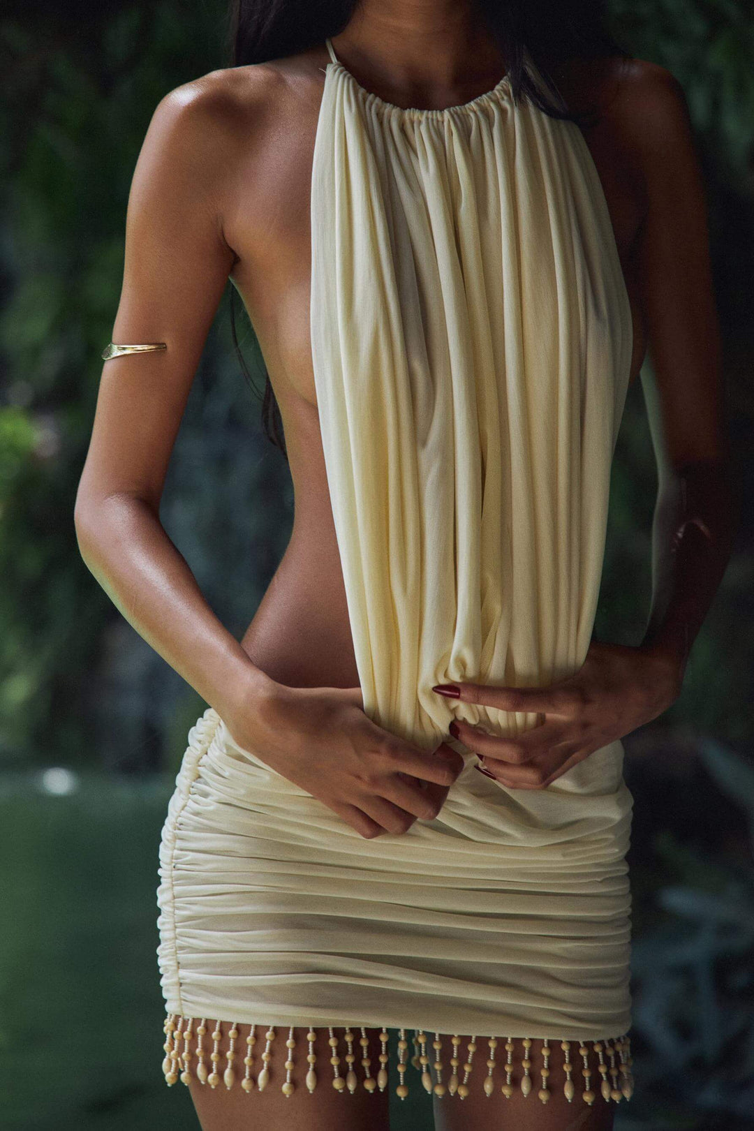 Duna - Backless Beaded Mini Dress