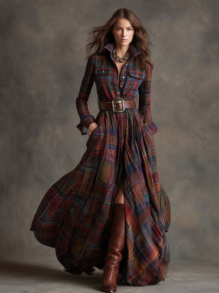 Dahlia | Highland Plaid Maxi Dress