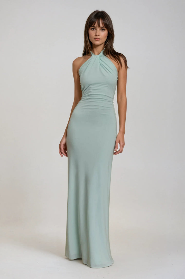 Elyna - Navy Blue Halter Maxi Dress