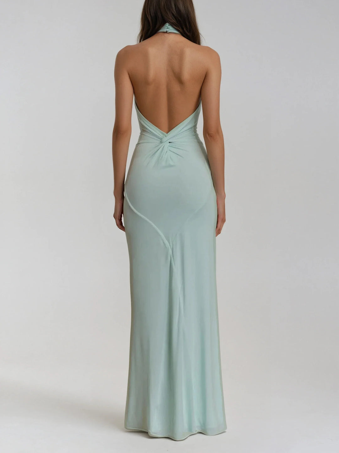 Elyna - Navy Blue Halter Maxi Dress