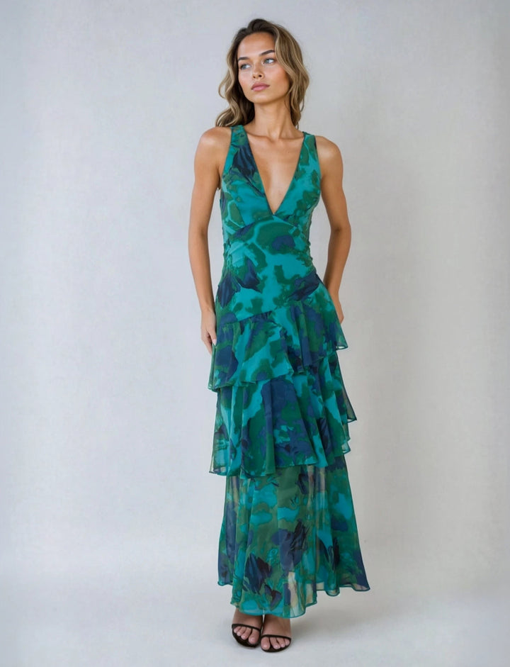 Nathi - Red Ruffle Maxi Dress