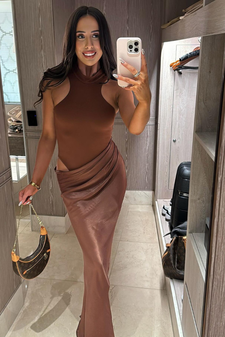 Elea - High Neck Draped Maxi Dress