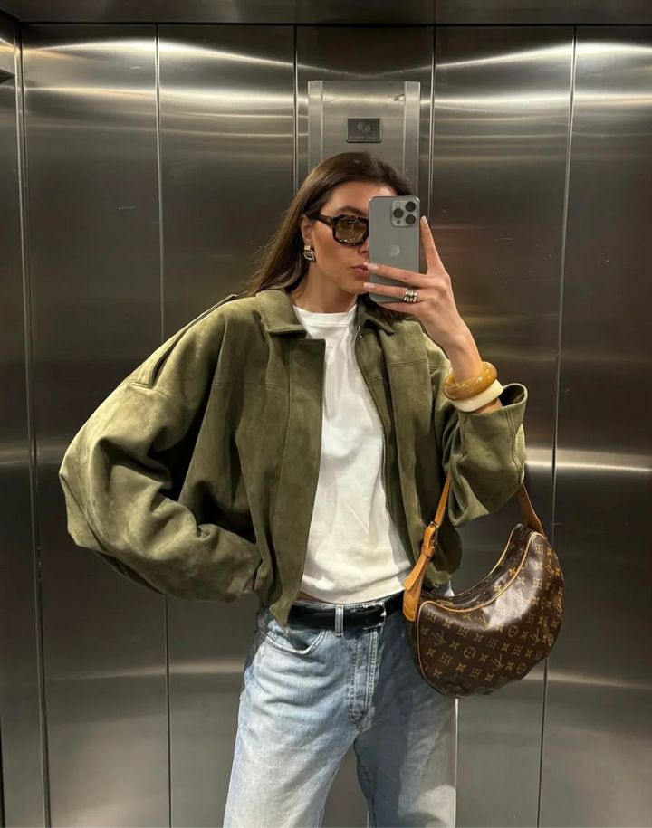 Kaori | Suede Textured Pilot Jacket