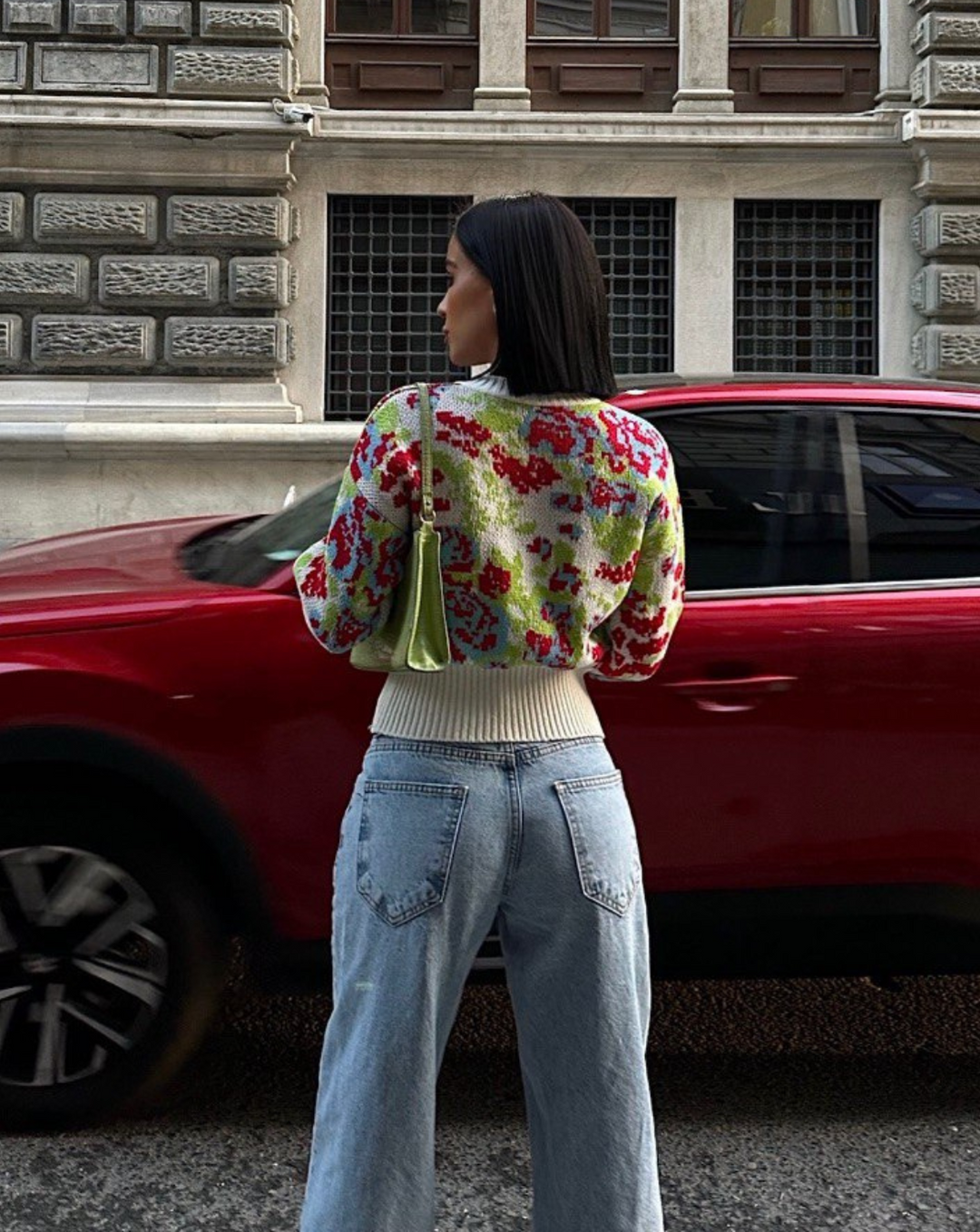 Jessie - Knit Cardigan With Floral Print