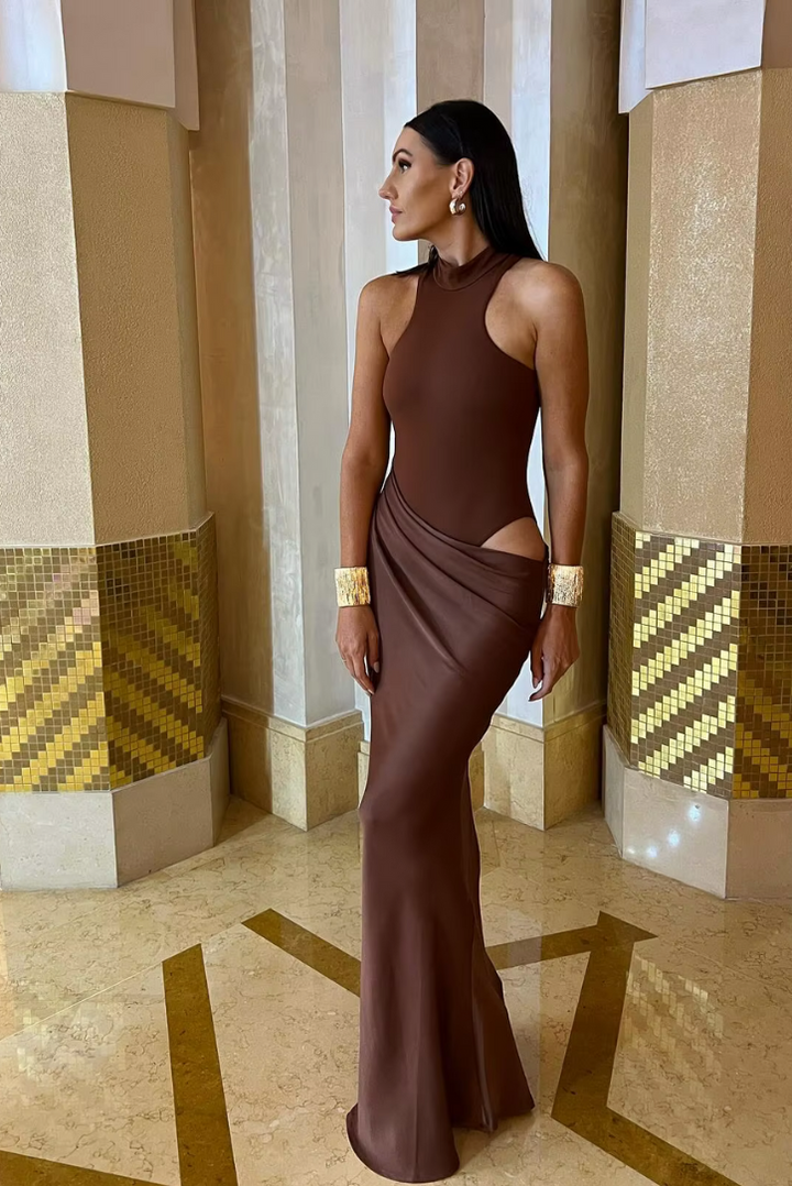 Elea - High Neck Draped Maxi Dress