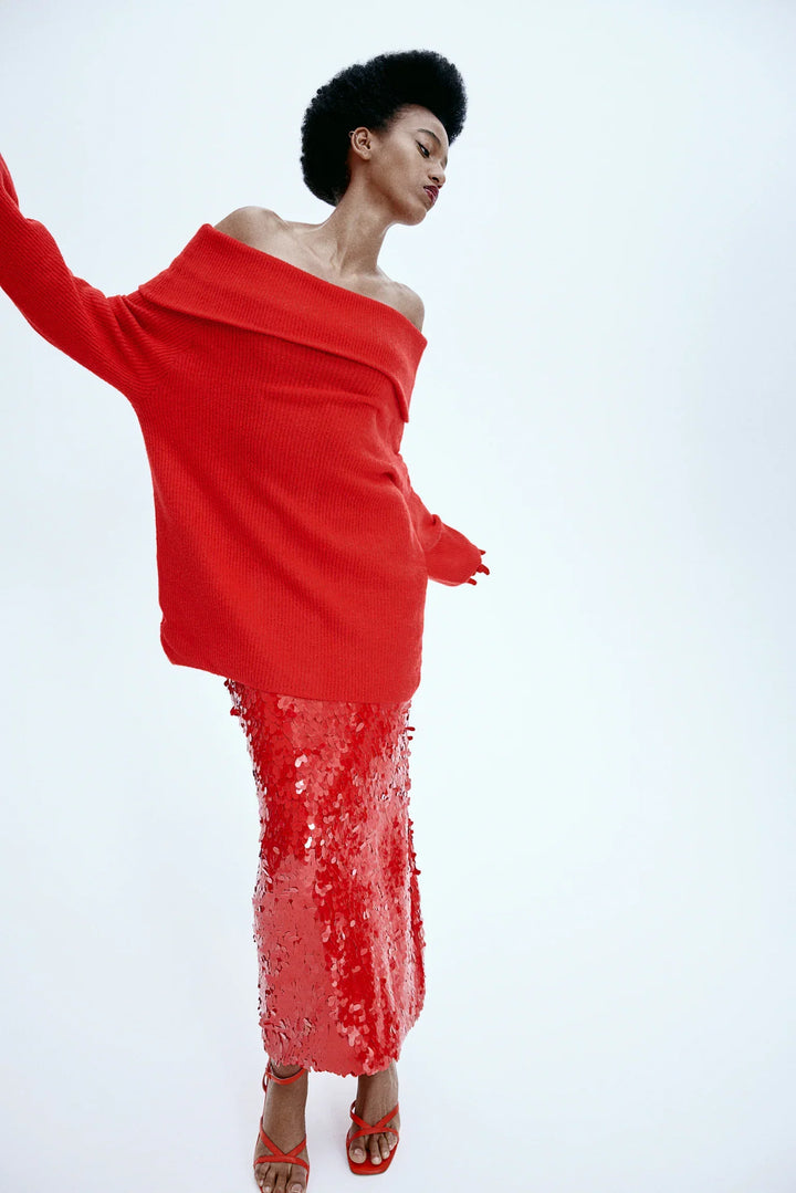 Jazzy - Off-Shoulder Layered Knitted Top