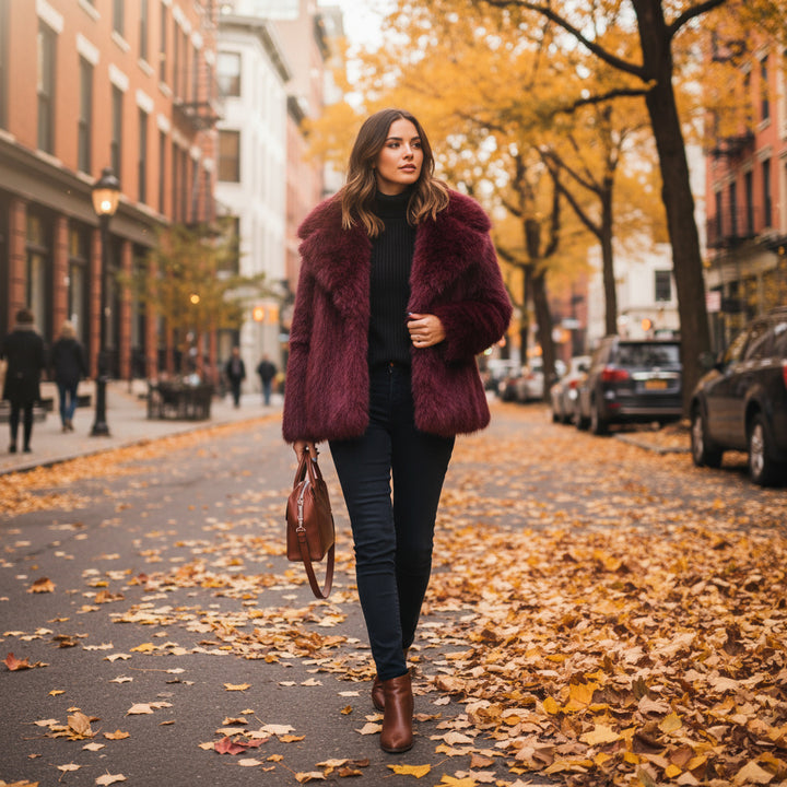 Felina - Burgundy Faux Fur Coat