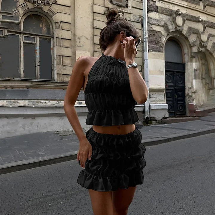 Alanna | Pleated Backless Two-Piece Set