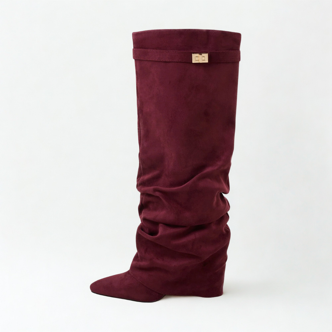 Orie | Buckle Pointed-Toe Knee-High Boots