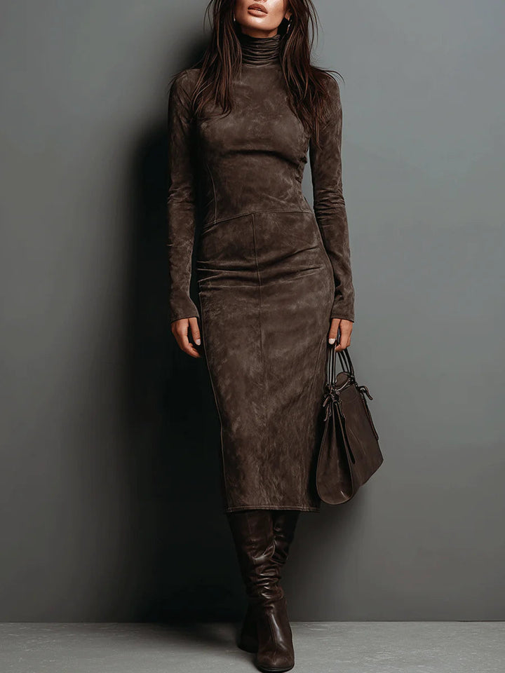Lorena | Turtleneck Suede Dress