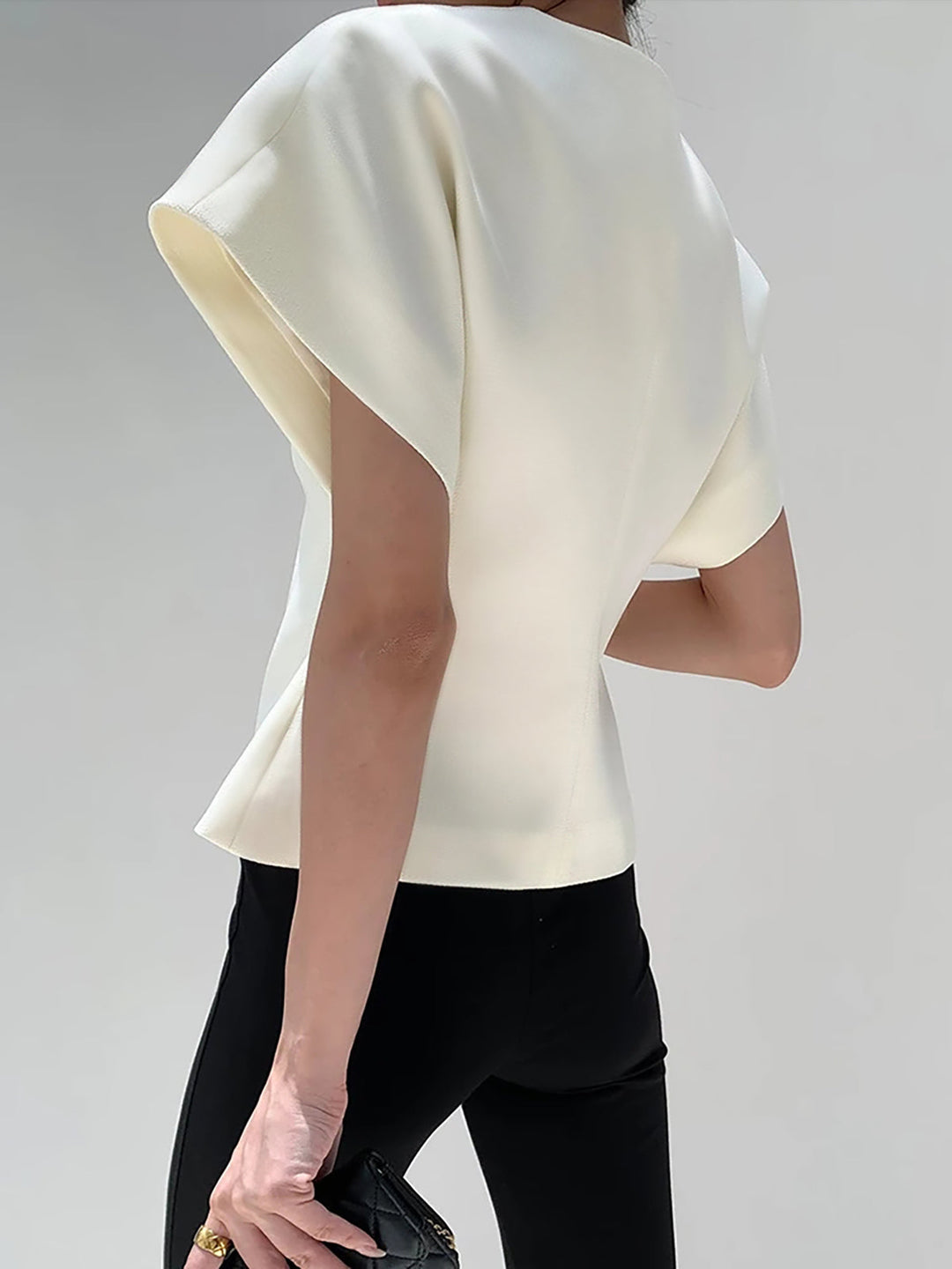 Eva - White V-Neck Asymmetric Top