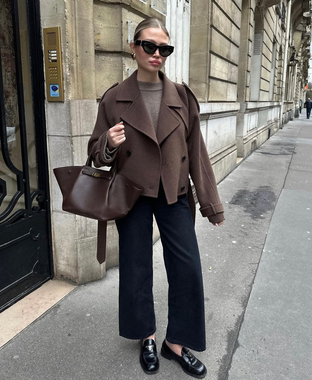 Aubriana | Elegant Cropped Belted Wool Coat