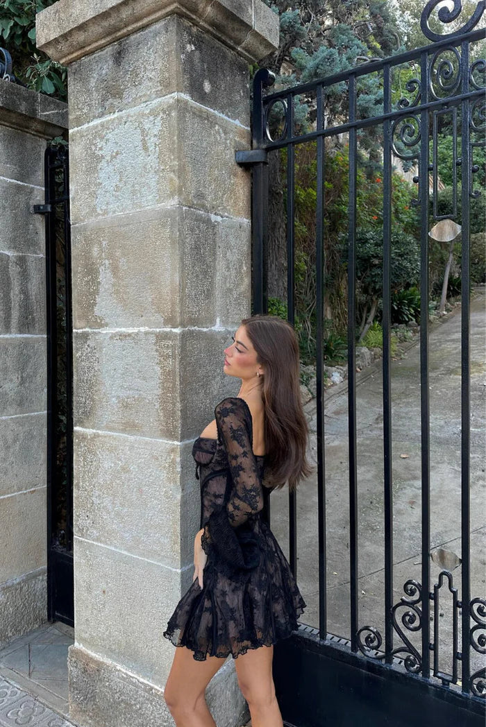 Mabel | Long Sleeved Lace Mini Dress