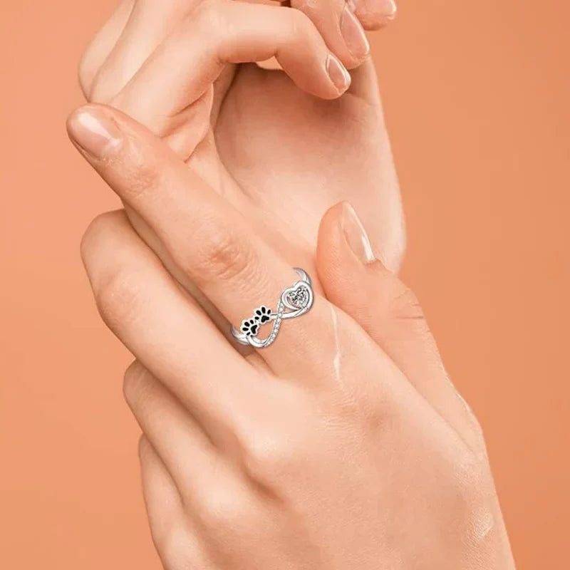 The Infinity Love Paw Silver Ring