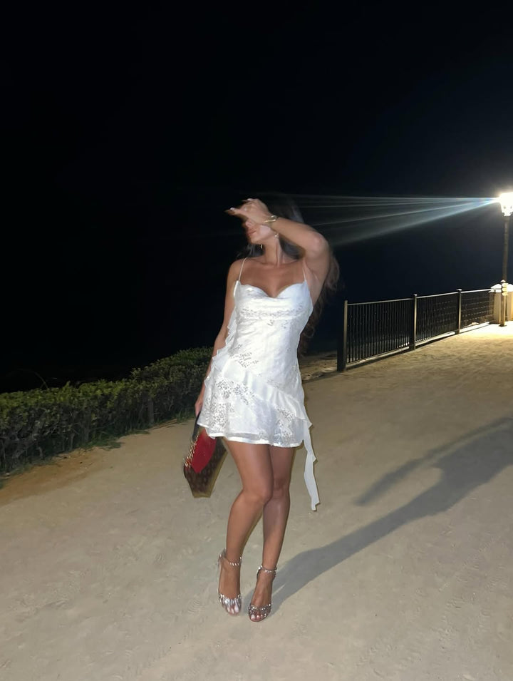 Serene | Ruffled Sleeveless Sequined Mini Dress