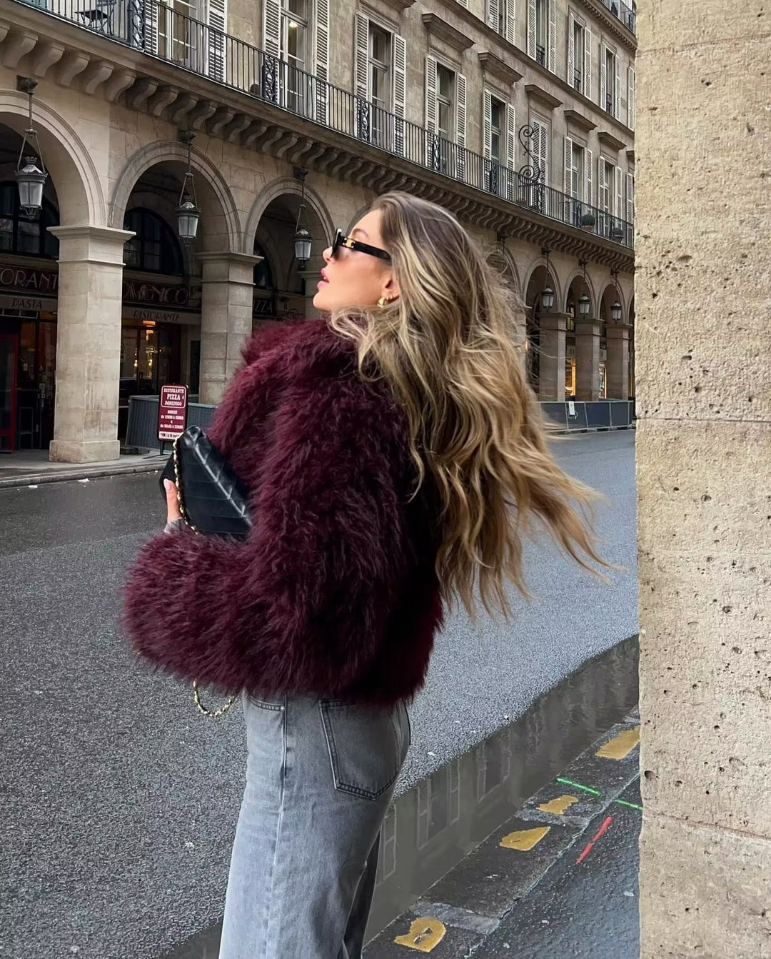 Noemi | Cropped Fluffy Jacket With Notch Lapel