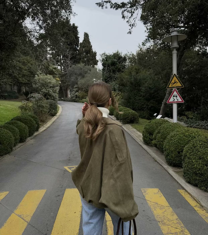 Kaori | Suede Textured Pilot Jacket