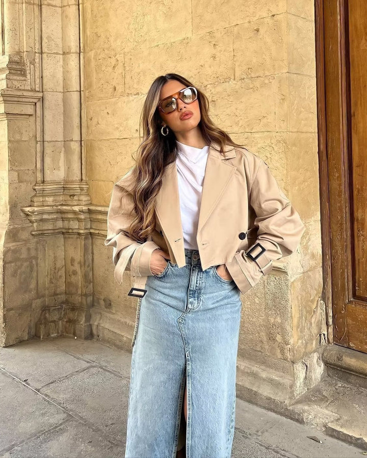 Lylah | Cropped Belted Trench Coat