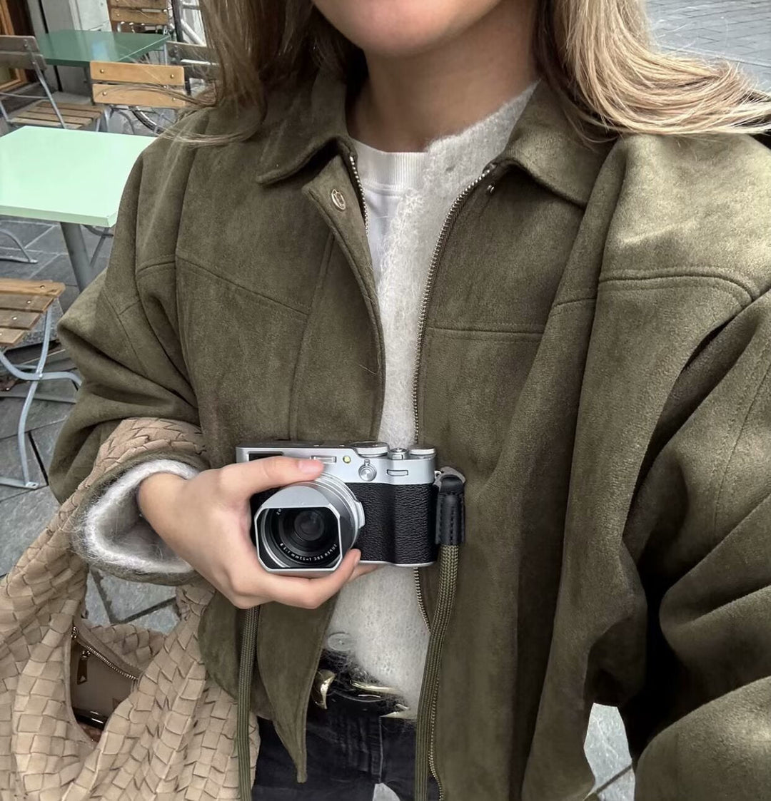 Kaori | Suede Textured Pilot Jacket