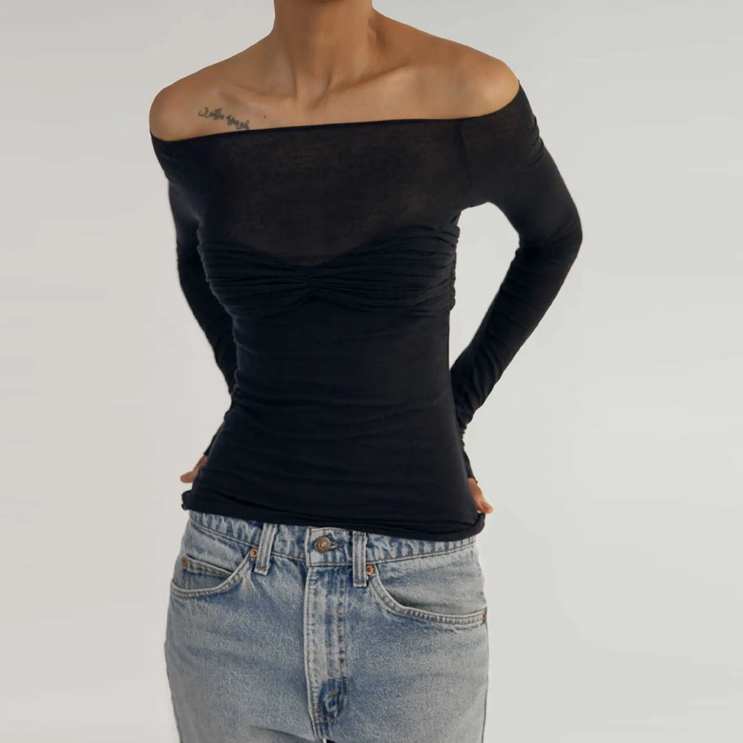 Adrienna - Camel Sheer Mesh Top
