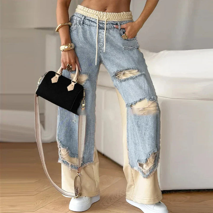 Denim x Beige Street Style Pants