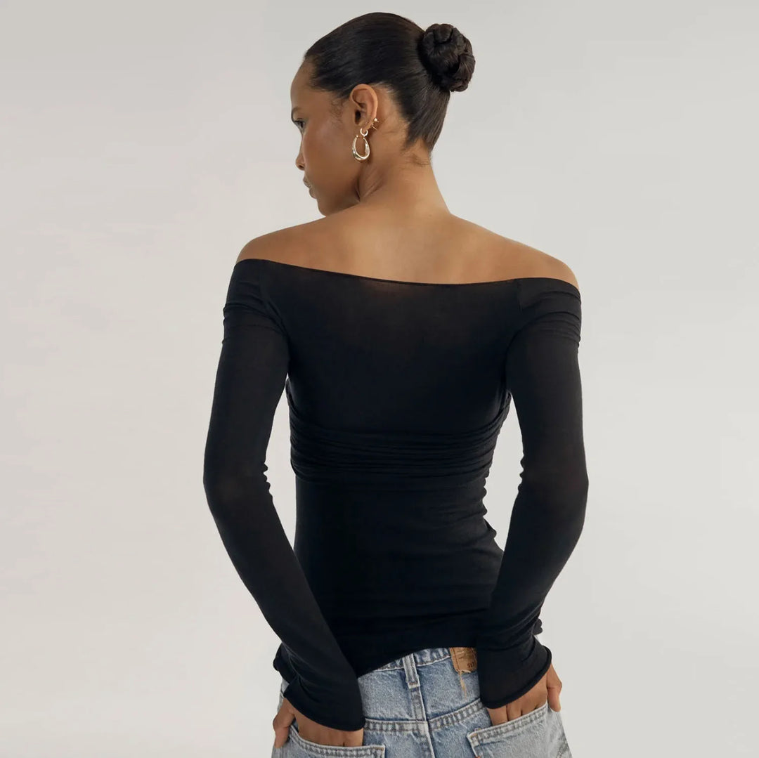 Adrienna - Camel Sheer Mesh Top
