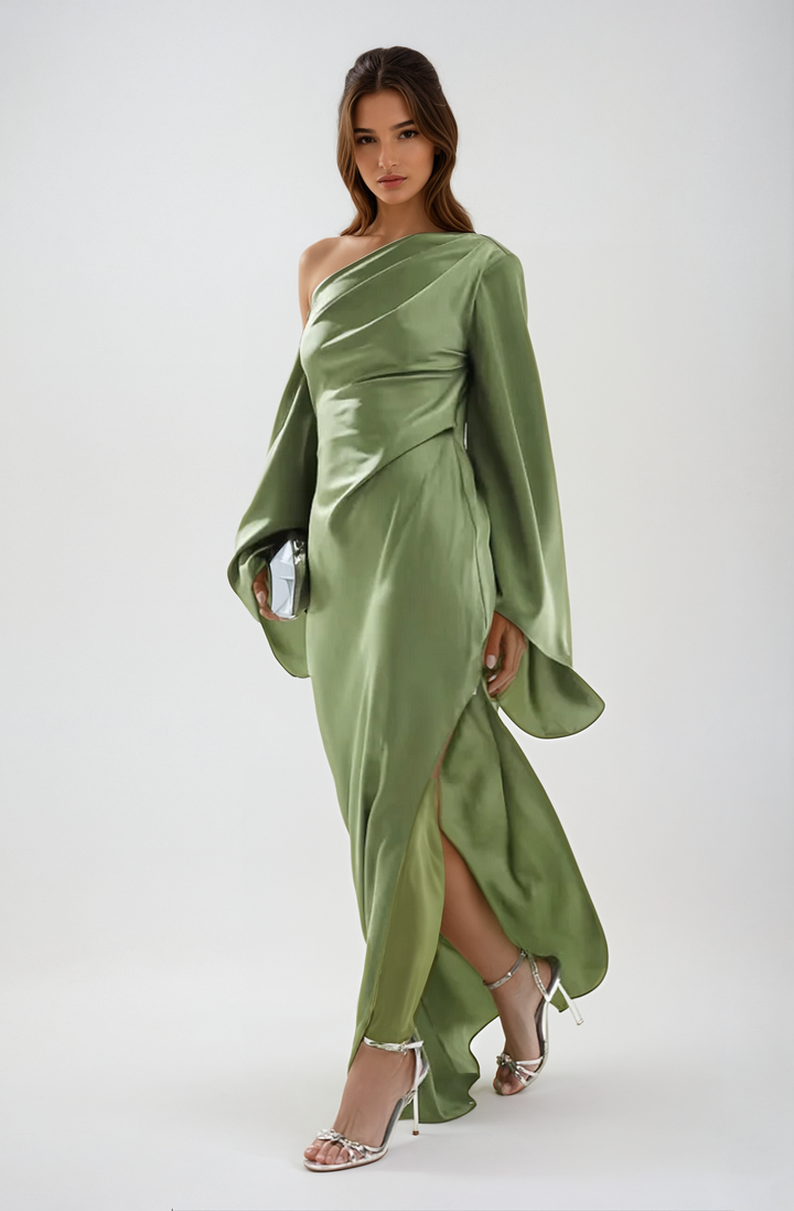 Elenor - One Shoulder Draped Maxi Dress