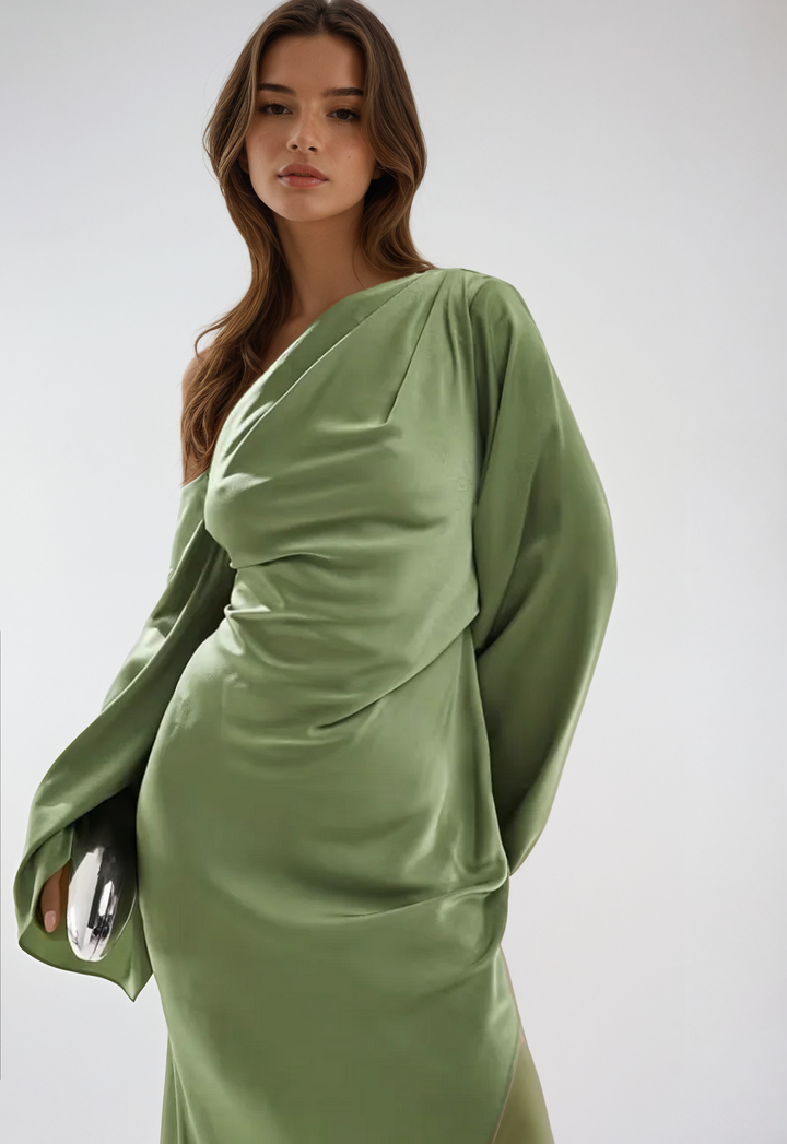 Elenor - One Shoulder Draped Maxi Dress