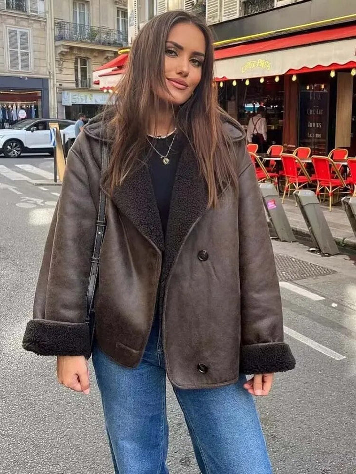 Lila - Cream Vintage Leather Jacket
