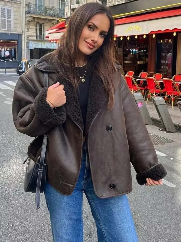 Lila - Cream Vintage Leather Jacket