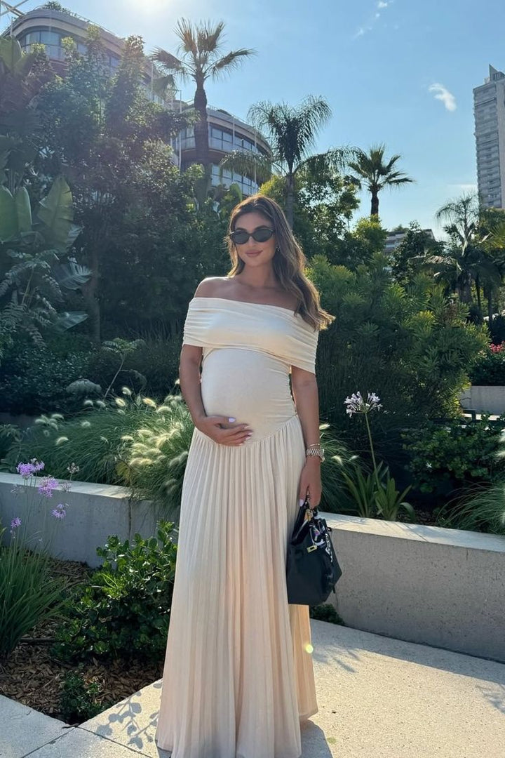 Kamara | Off Shoulder Pleated Maxi Dress