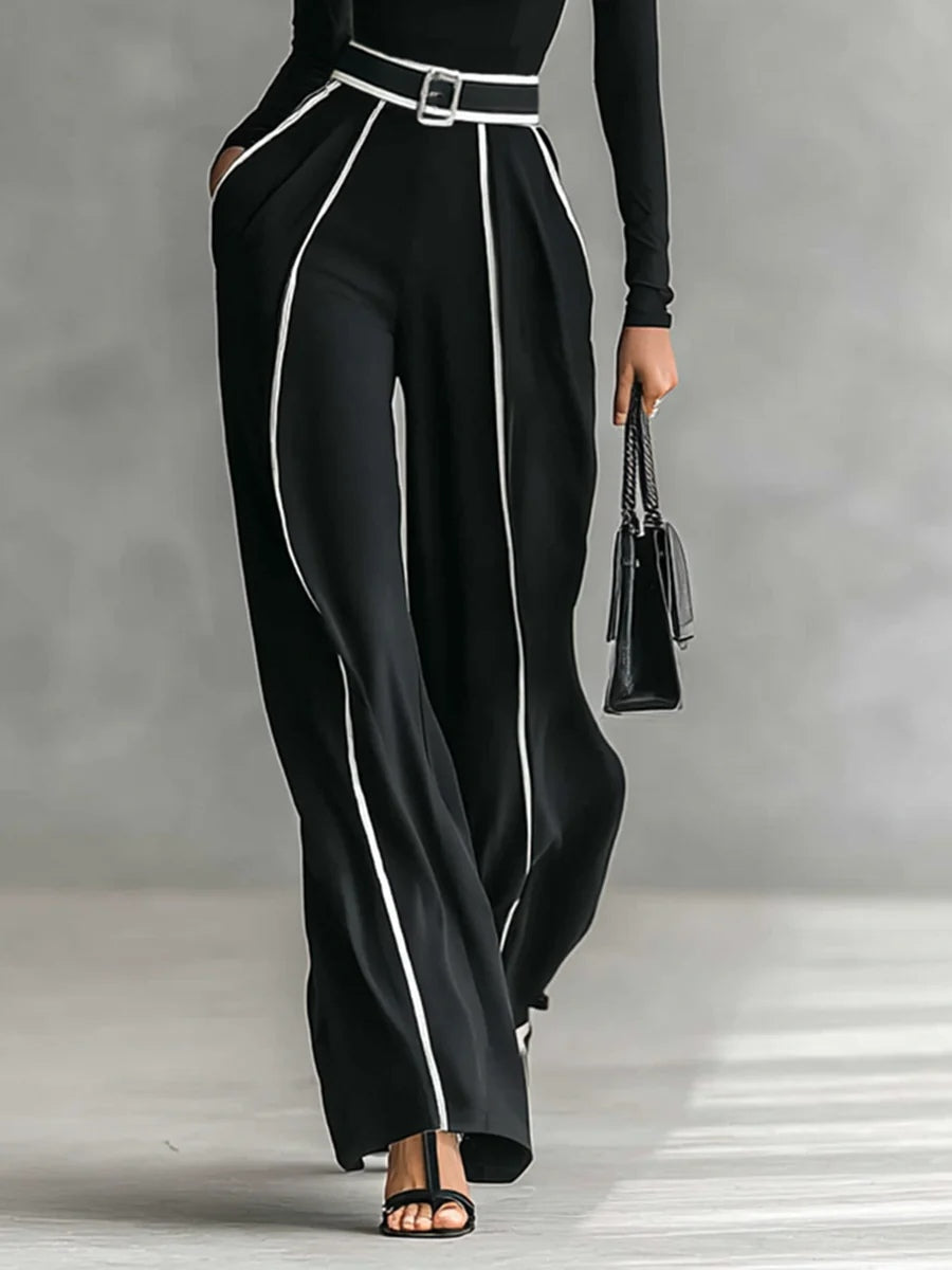 Alina | High-Neck Contrast Panel Jumpsuit