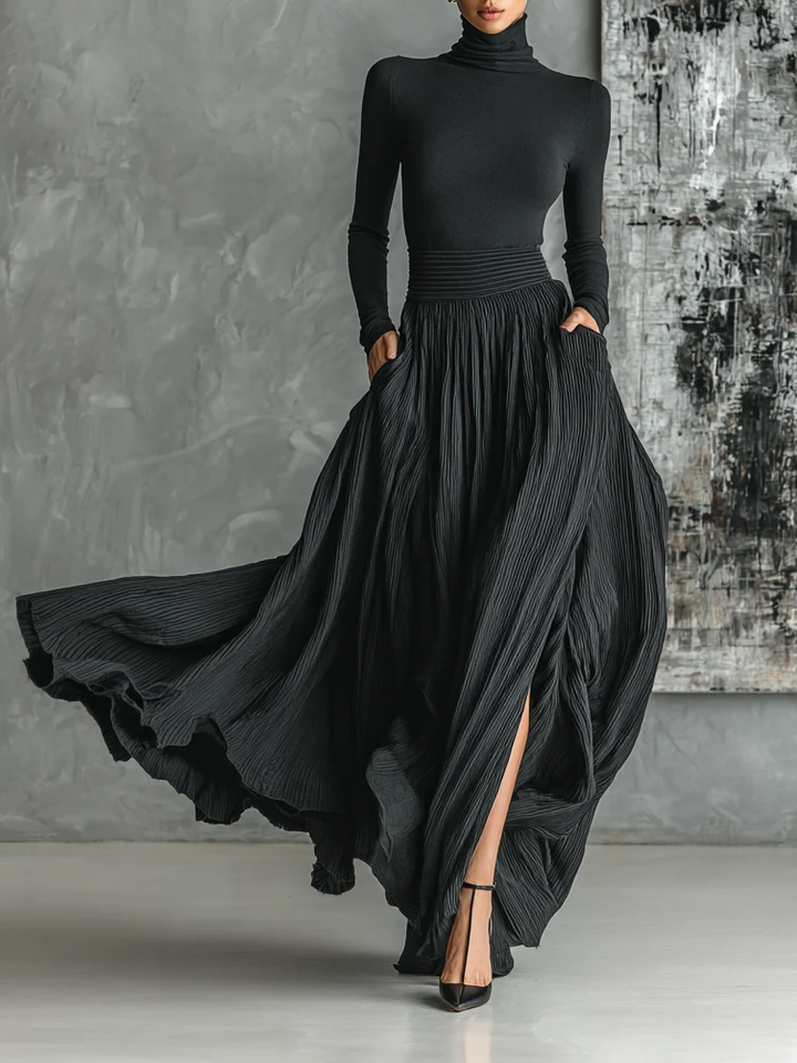 Talia | Long Sleeve Ruffle Maxi Dress