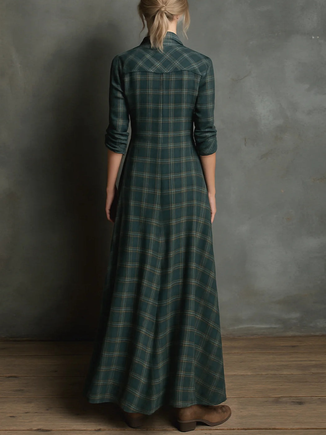 Lenix | Plaid Button-Down Maxi Dress