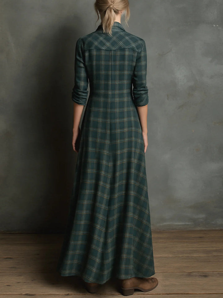 Lenix | Plaid Button-Down Maxi Dress
