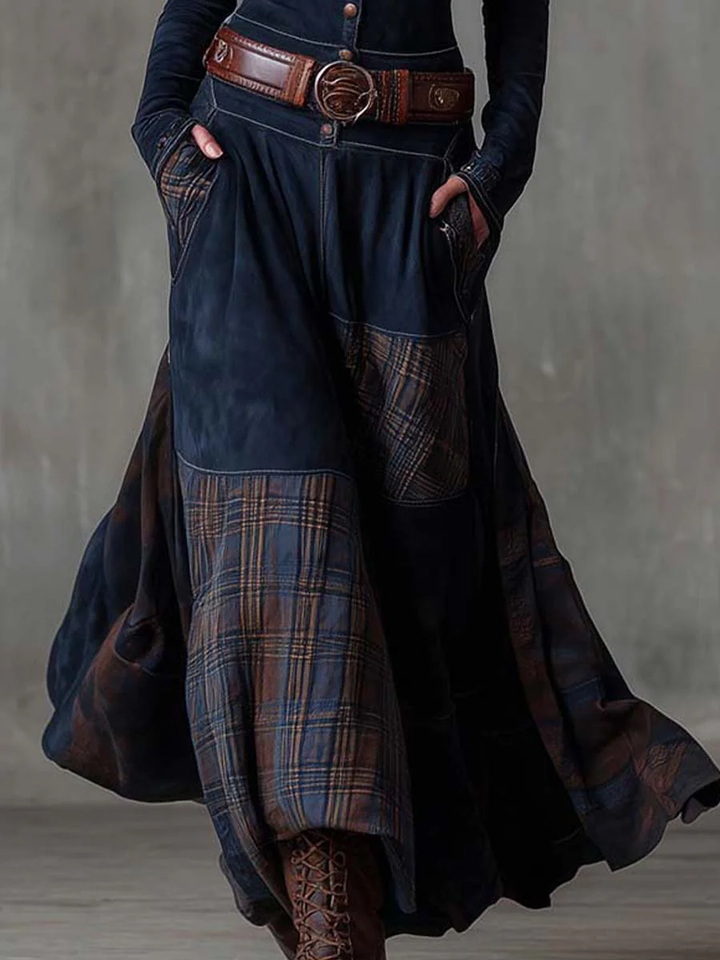 Ember |  Plaid Panel Vintage Maxi Dress