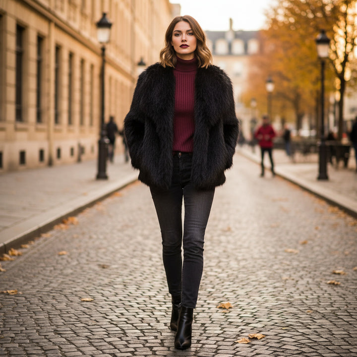 Felina - Burgundy Faux Fur Coat