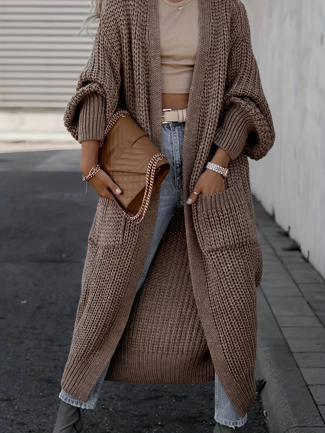 Aria- Midi Knit Pocket Cardigan