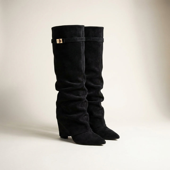 Orie | Buckle Pointed-Toe Knee-High Boots