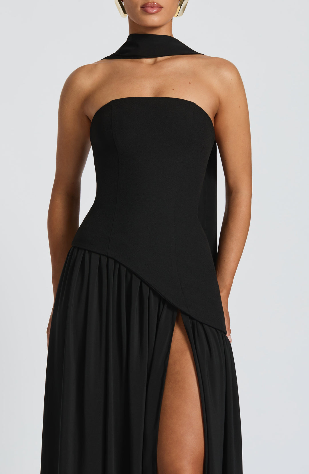 Jiselle | Brown Tight High Split Maxi Dress