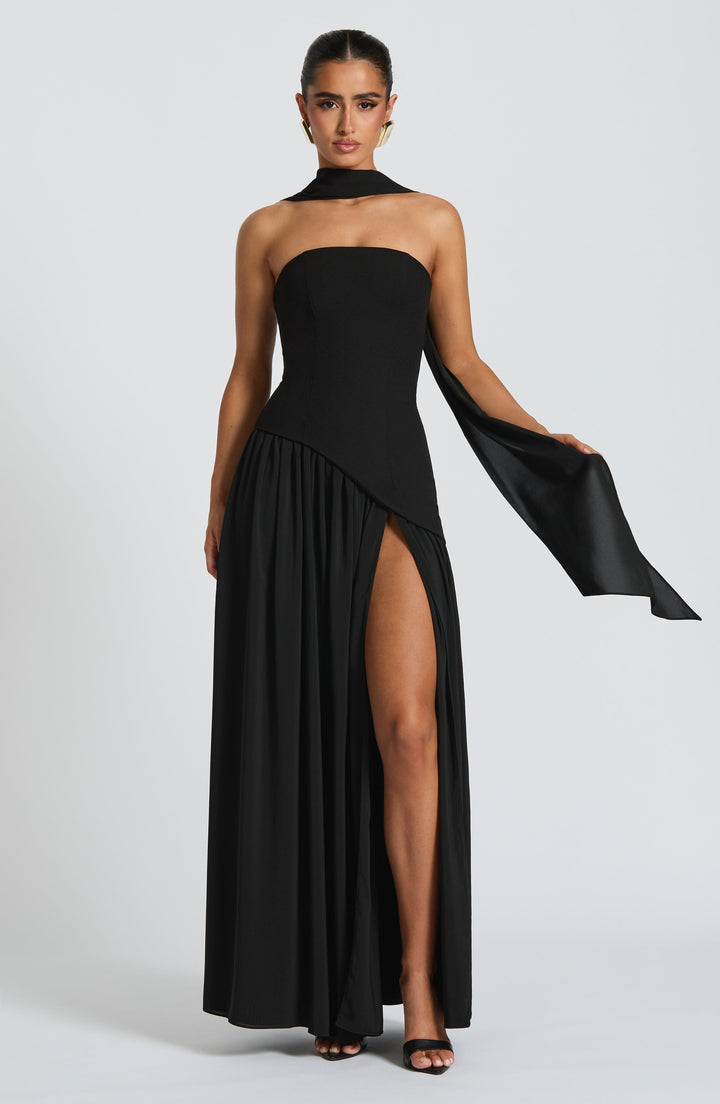 Jiselle | Brown Tight High Split Maxi Dress