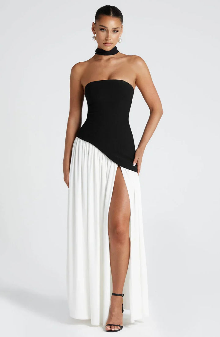Jiselle - Yellow Tight High Split Maxi Dress