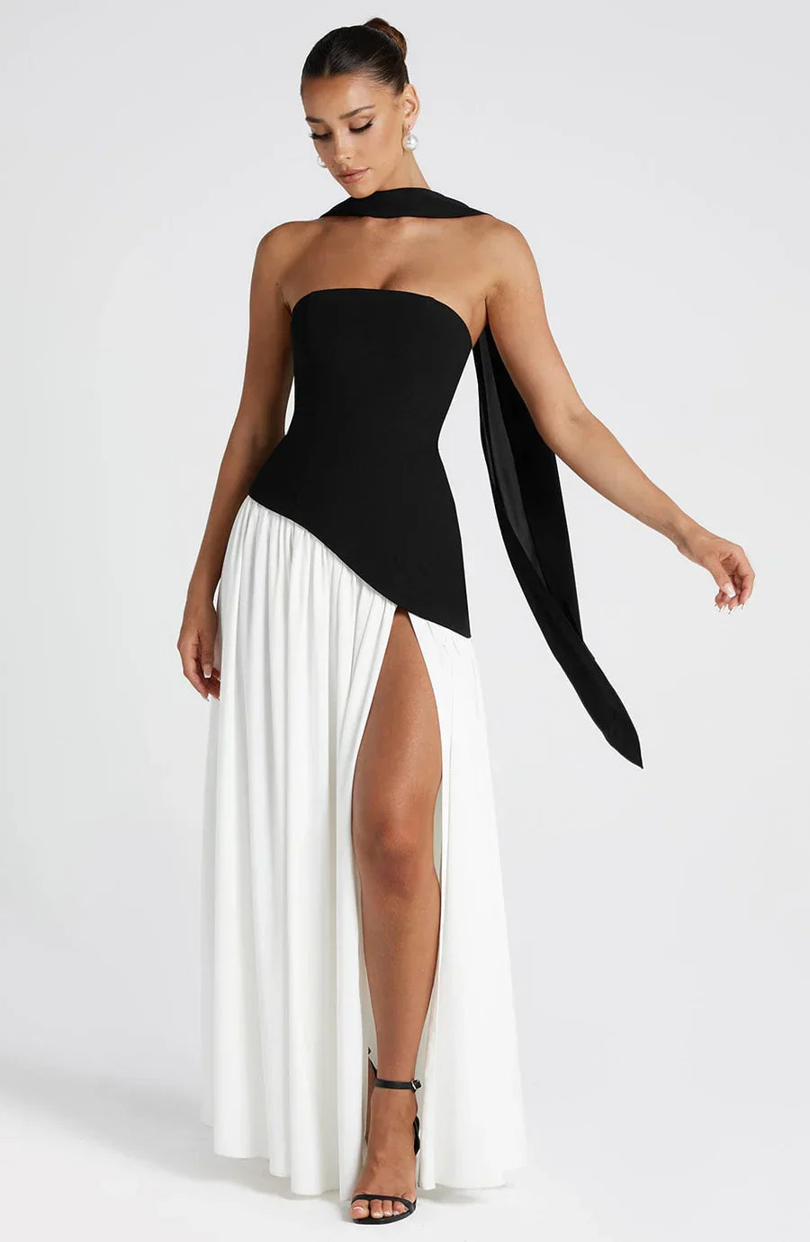 Jiselle - Yellow Tight High Split Maxi Dress