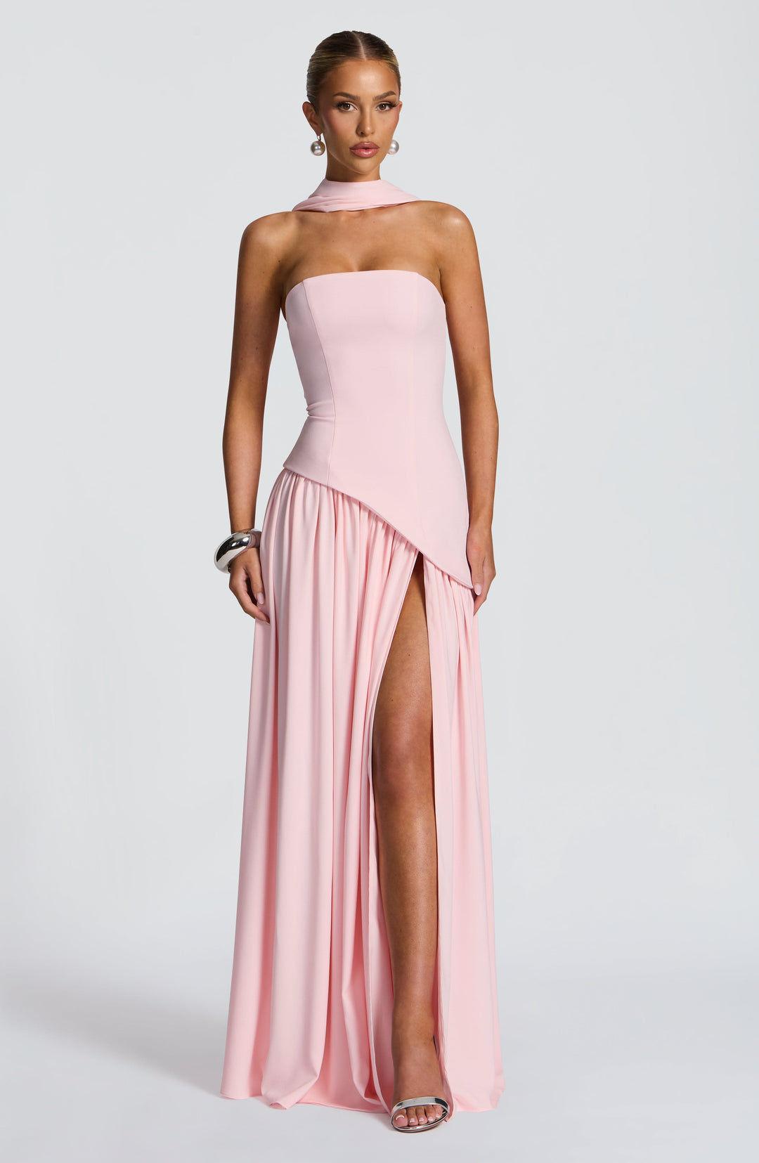 Jiselle | Brown Tight High Split Maxi Dress