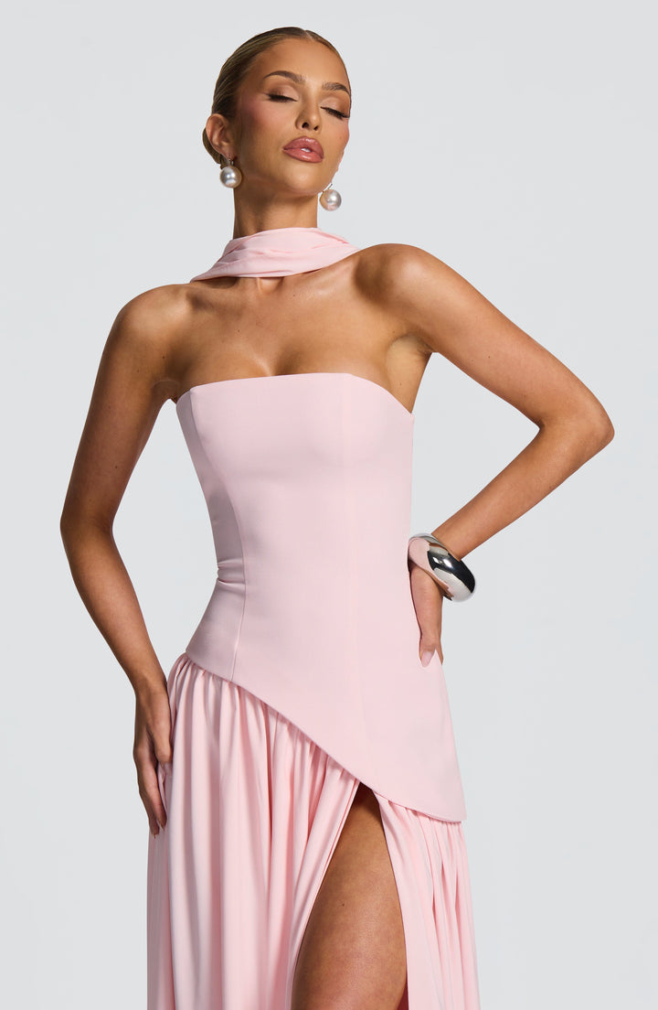 Jiselle | Brown Tight High Split Maxi Dress
