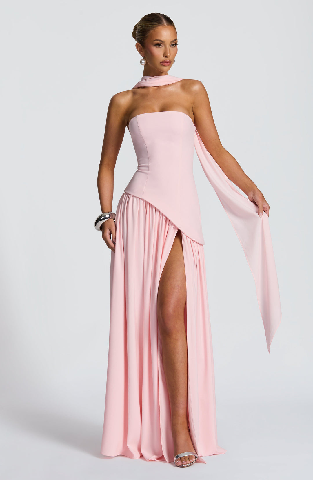 Jiselle | Brown Tight High Split Maxi Dress