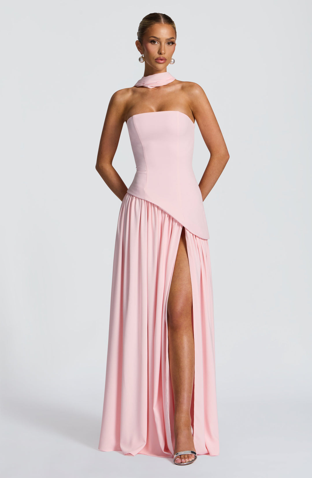 Jiselle | Brown Tight High Split Maxi Dress