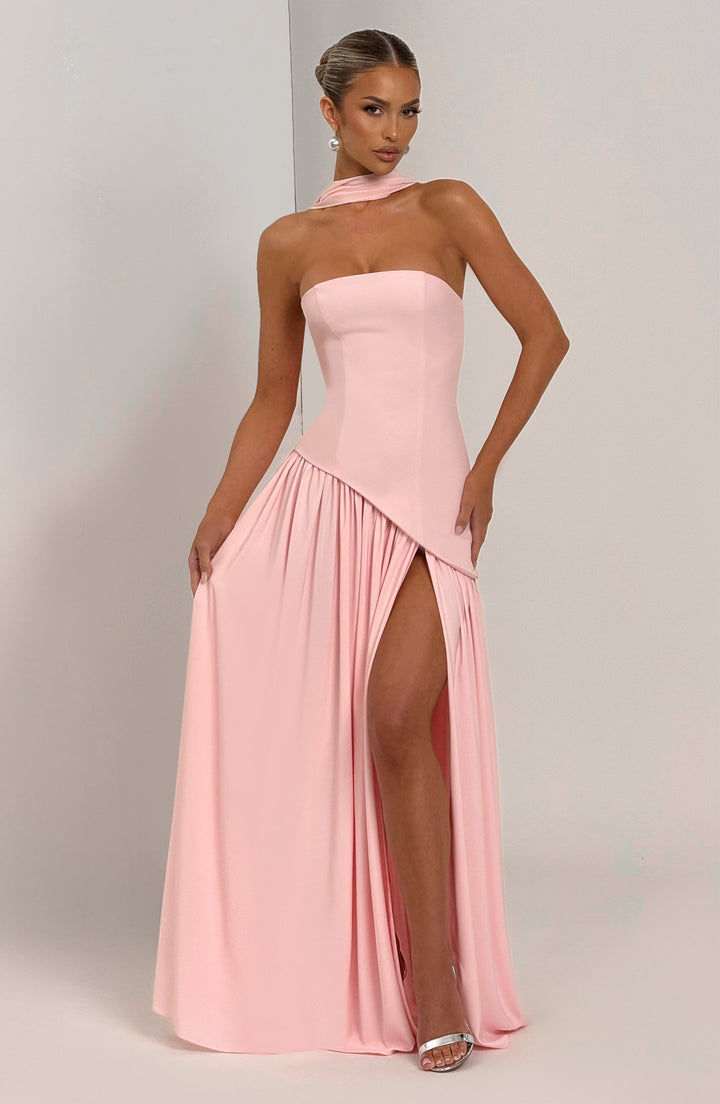 Jiselle | Brown Tight High Split Maxi Dress