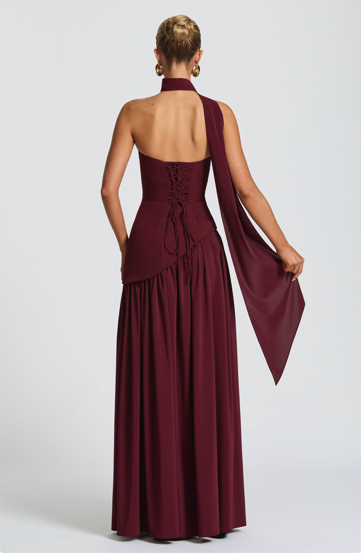 Jiselle | Brown Tight High Split Maxi Dress